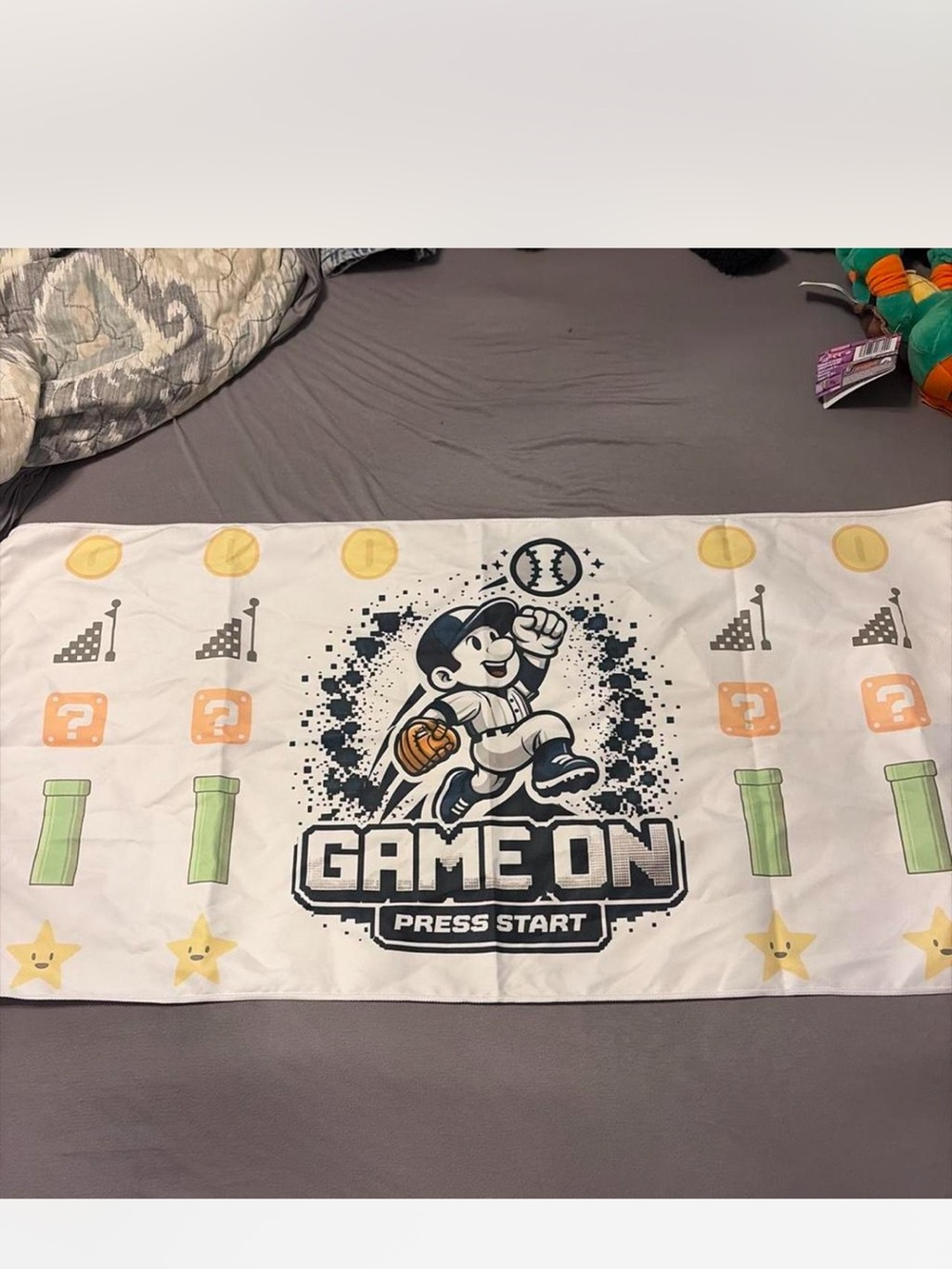 Nintendo Game On 'Press Start' Towel - White, Black, Green, Yellow, Orange